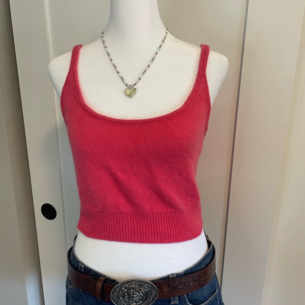 hot pink reformation cashmere cropped tank top